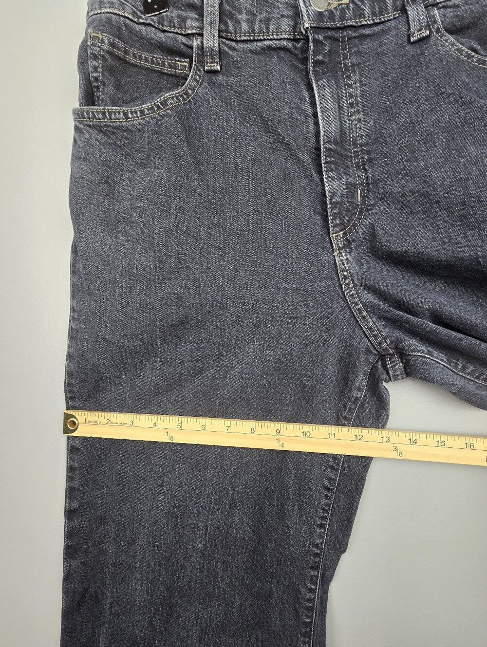 High-Rise Wide Leg Jeans Dark Wash Faded Black Womens Size 14R 90s Baggy Classic - Picture 11 of 13